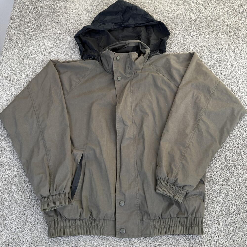 Chase Authentics Jacket Mens Large Green Hooded Cotton Full Zip Windbreaker